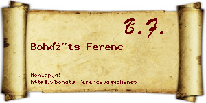 Boháts Ferenc névjegykártya